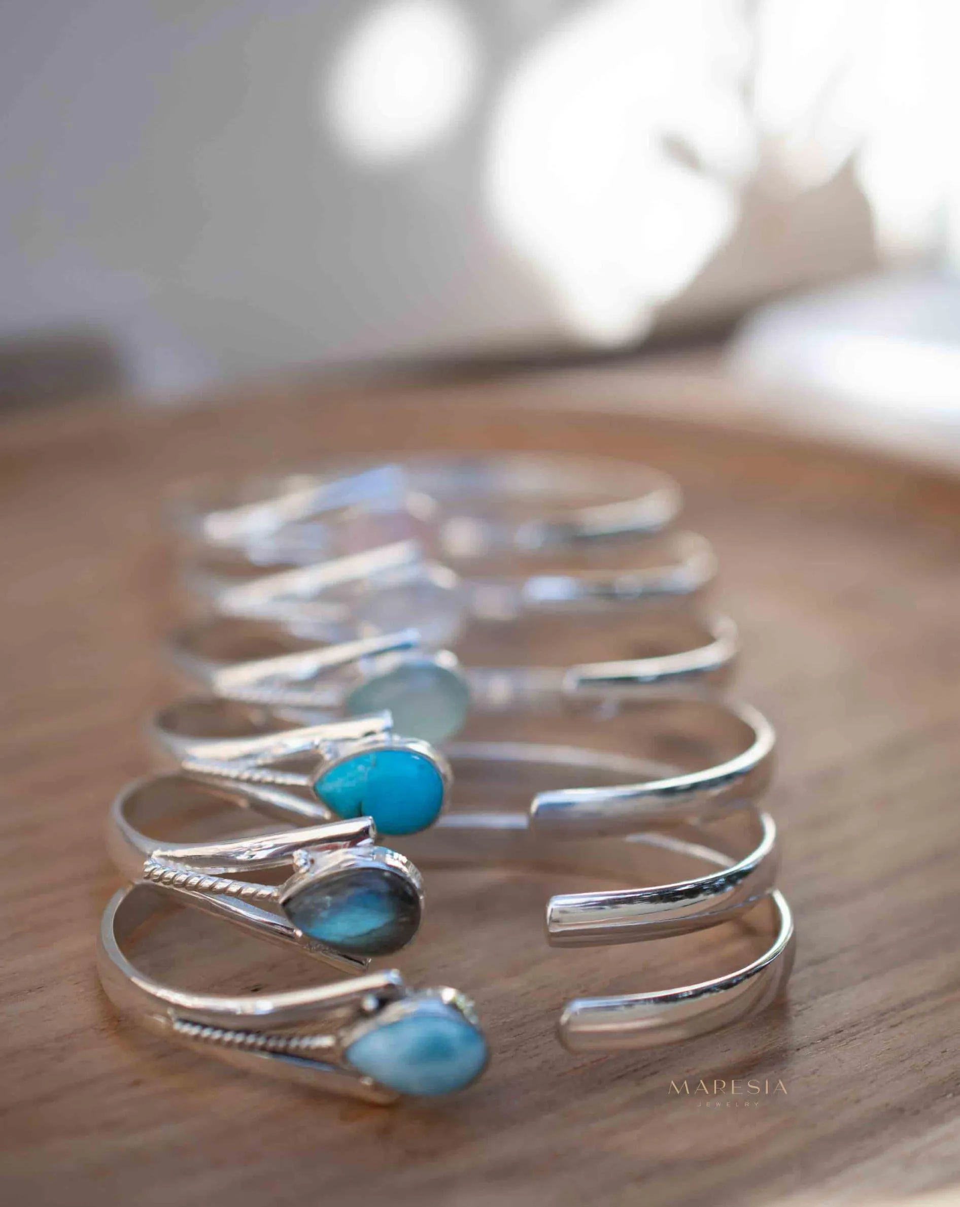 Larimar Adjustable Bracelet ~ Sterling Silver 925 ~ MB058